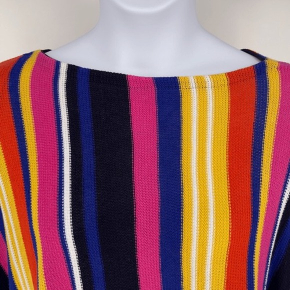 Lauren Ralph Lauren LRL Linen Cotton Striped Knit Poncho‎ Multicolor L/XL - Picture 2 of 10